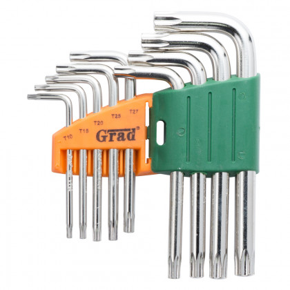 Ключі Torx 9шт T10-T50 мм (короткі з отвір) Grad (4022275)