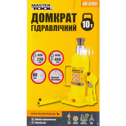 Домкрат гидравлический бутылочный 10 т, 230-460 мм Mastertool 86-0100