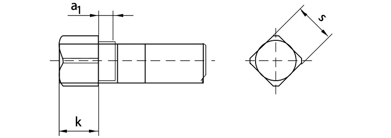 Гвинти DIN 479 установчі з квадратною головкою та підголовком
