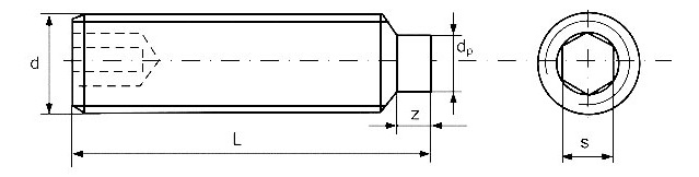 Гвинти DIN 915 установчі з внутрішнім шестигранником та циліндричним кінцем